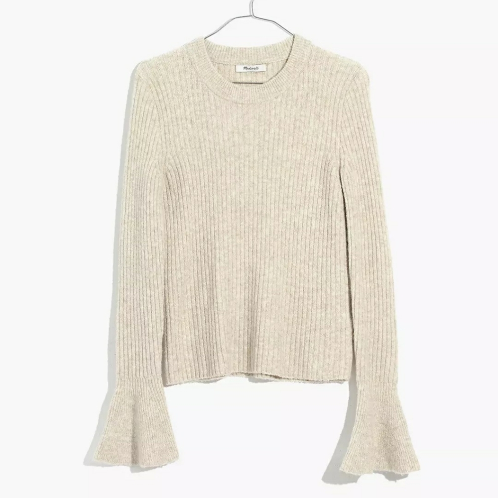 Madewell Ruffle Cuff Pullover Wool Sweater